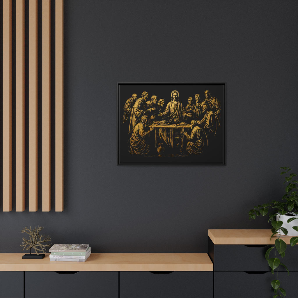 Framed Matte Canvas - The Last Supper Gold Illustration
