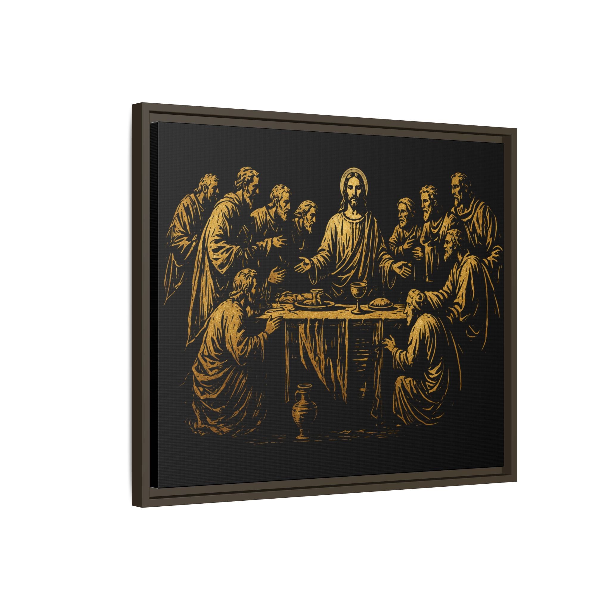 Framed Matte Canvas - The Last Supper Gold Illustration