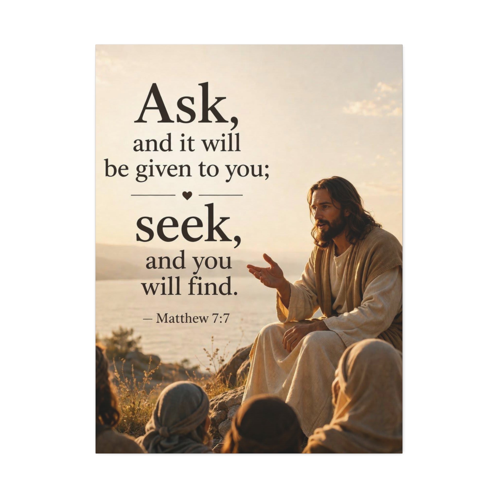 Canvas: "Ask and it will be given to you; seek, and you will find." (Matthew 7:7) — Inspirational Christian Wall Art