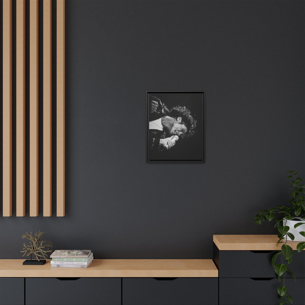 Black & White Rock Singer Matte Canvas Print (Framed)