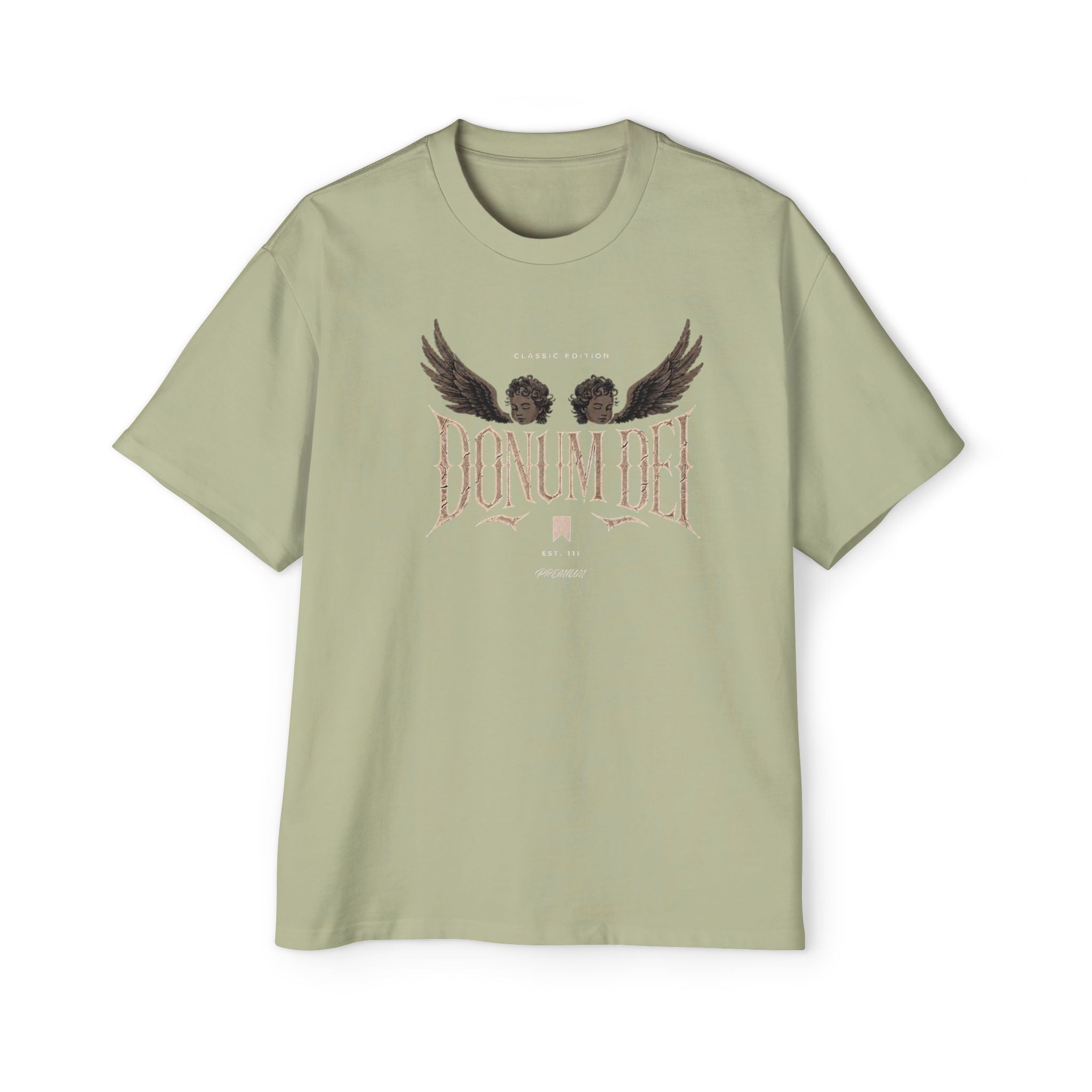 Donum Dei Graphic Tee — Angel Wings Men's Oversized T-Shirt