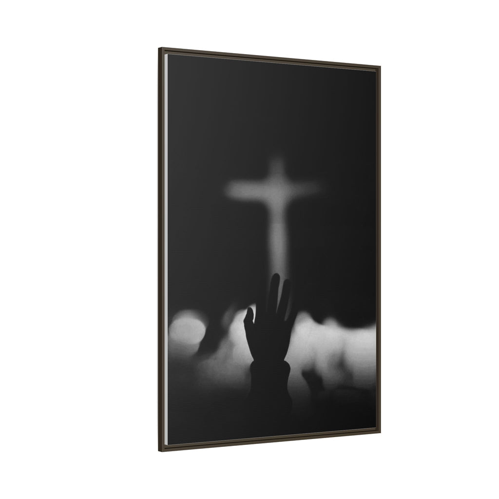 Framed Matte Canvas - Worship Silhouette Cross Wall Art