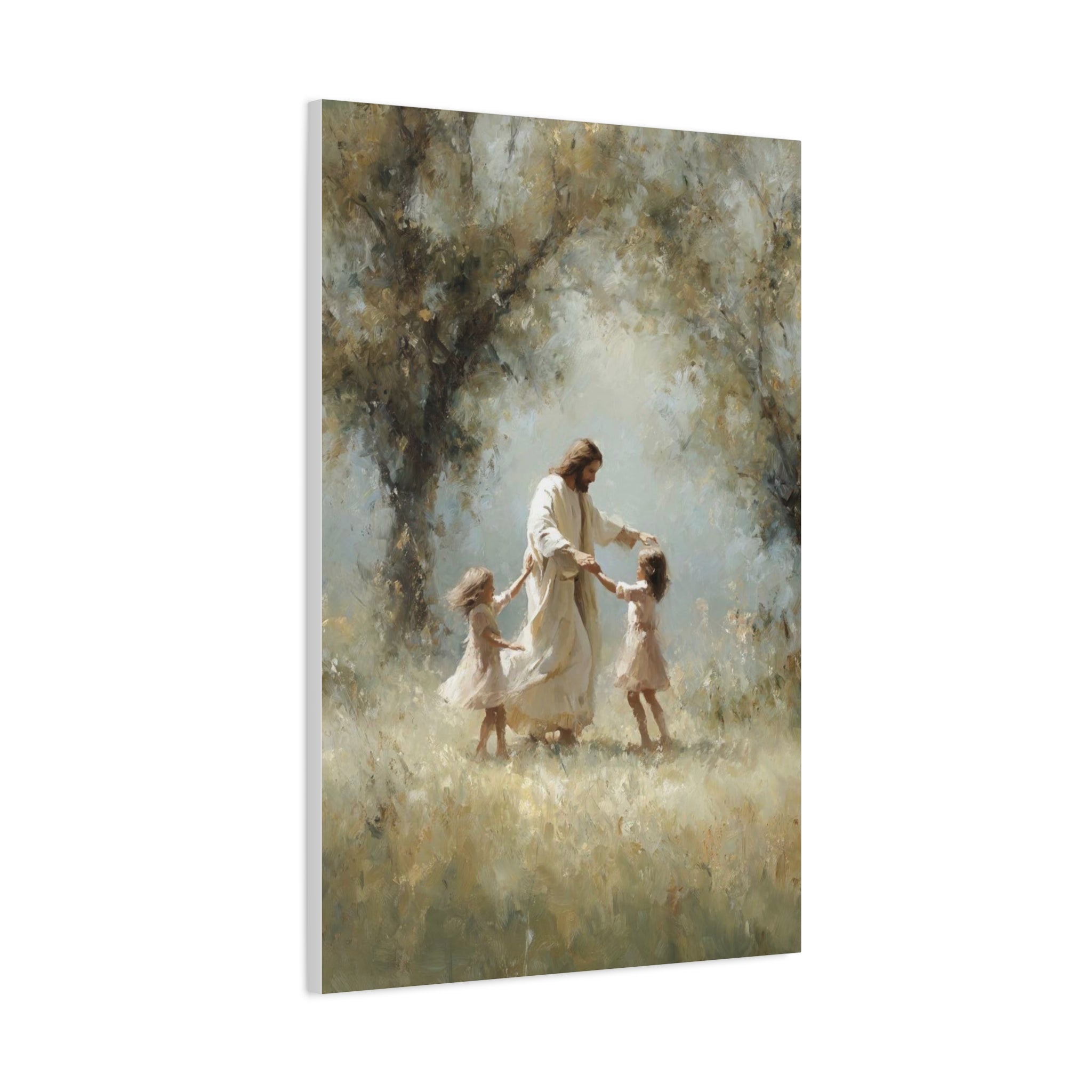 Jesus Dancing with Children Matte Canvas Wall Art — Religious Christian Home Decor