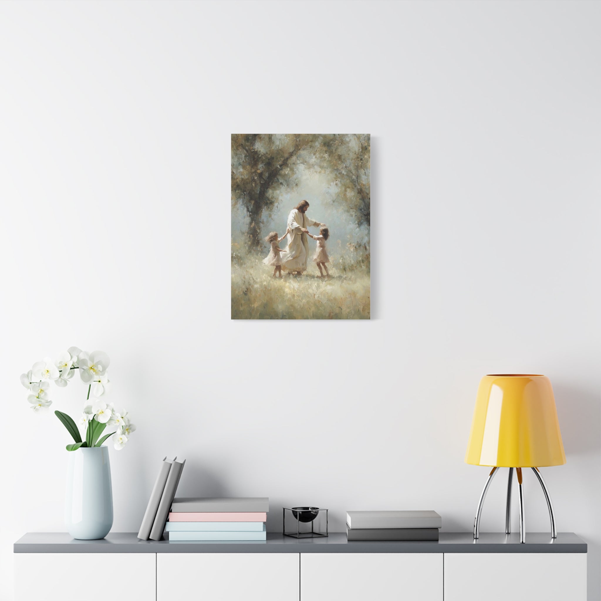 Jesus Dancing with Children Matte Canvas Wall Art — Religious Christian Home Decor