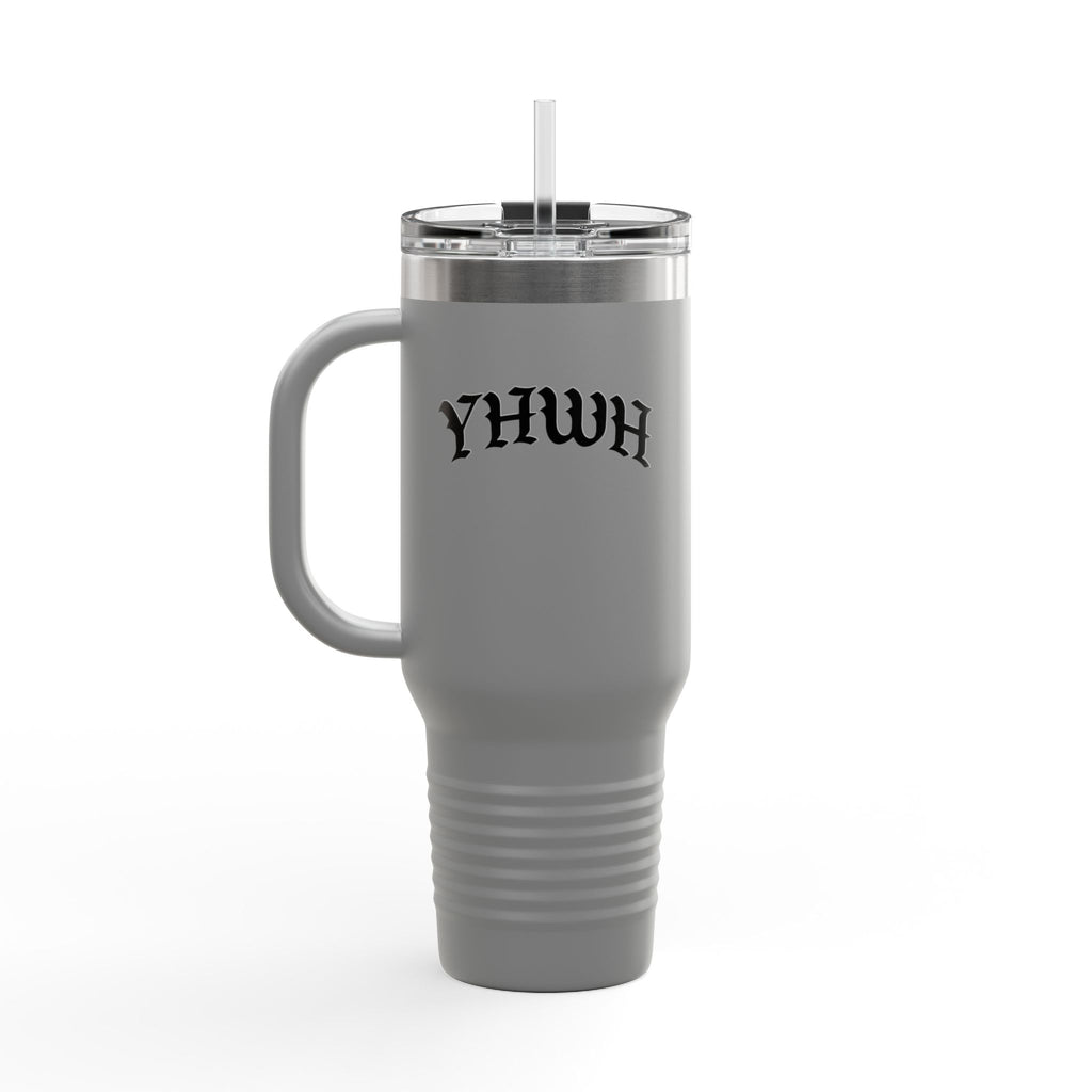 40oz Insulated Travel Mug — White Stainless Tumbler with Lid & Straw