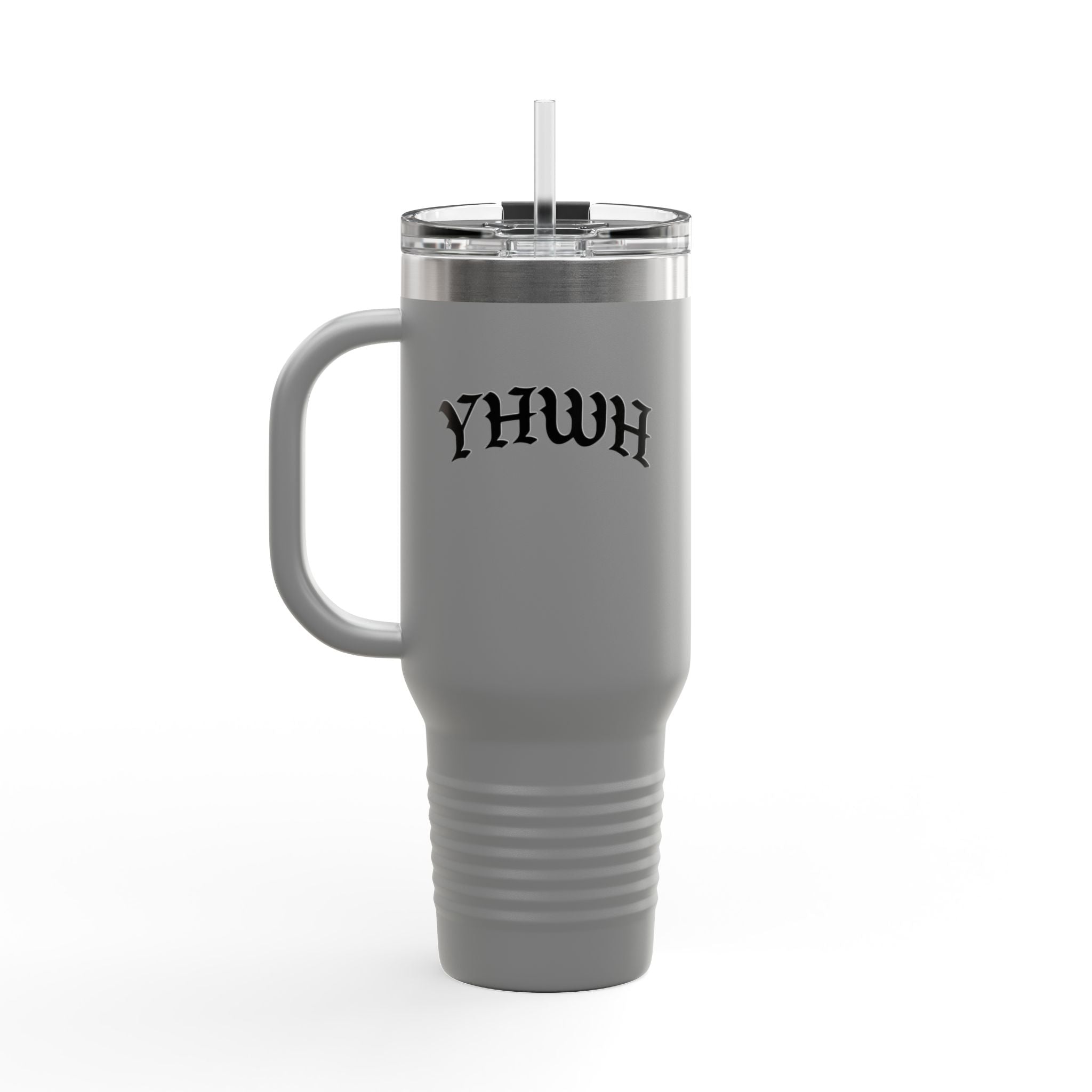 40oz Insulated Travel Mug — White Stainless Tumbler with Lid & Straw