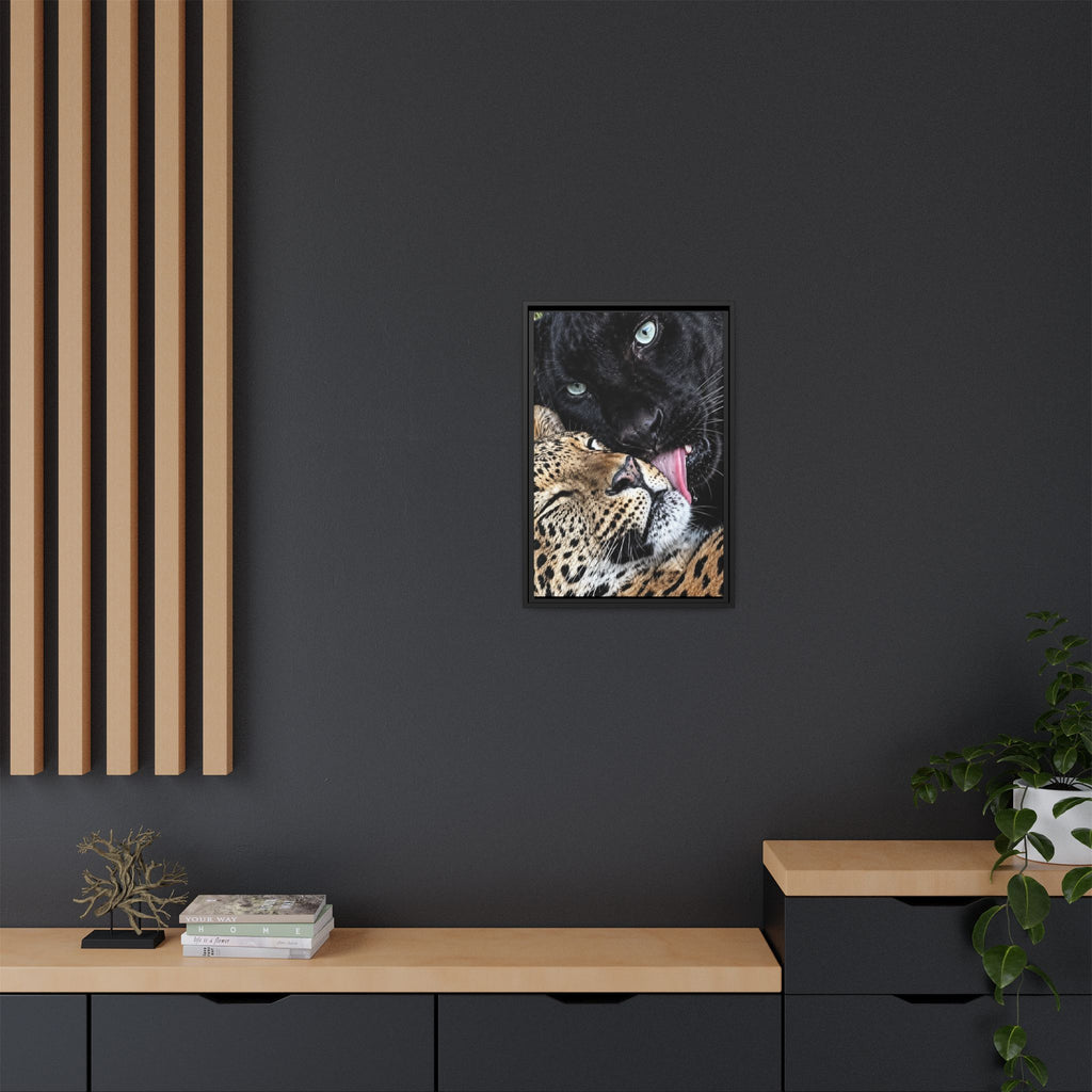 Big Cat Portrait Matte Canvas Framed — 'Perfect' Love-Themed Multi-Color Wall Art