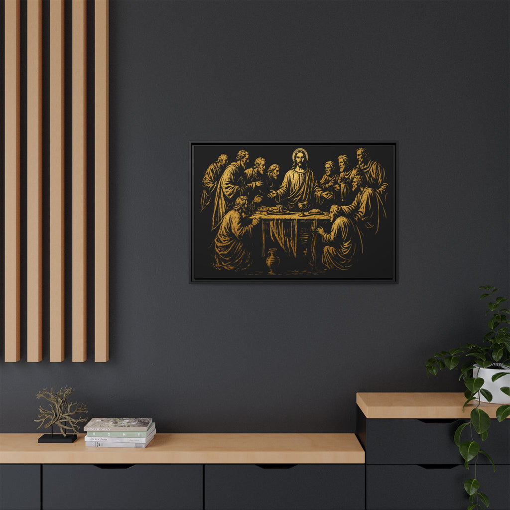 Framed Matte Canvas - The Last Supper Gold Illustration