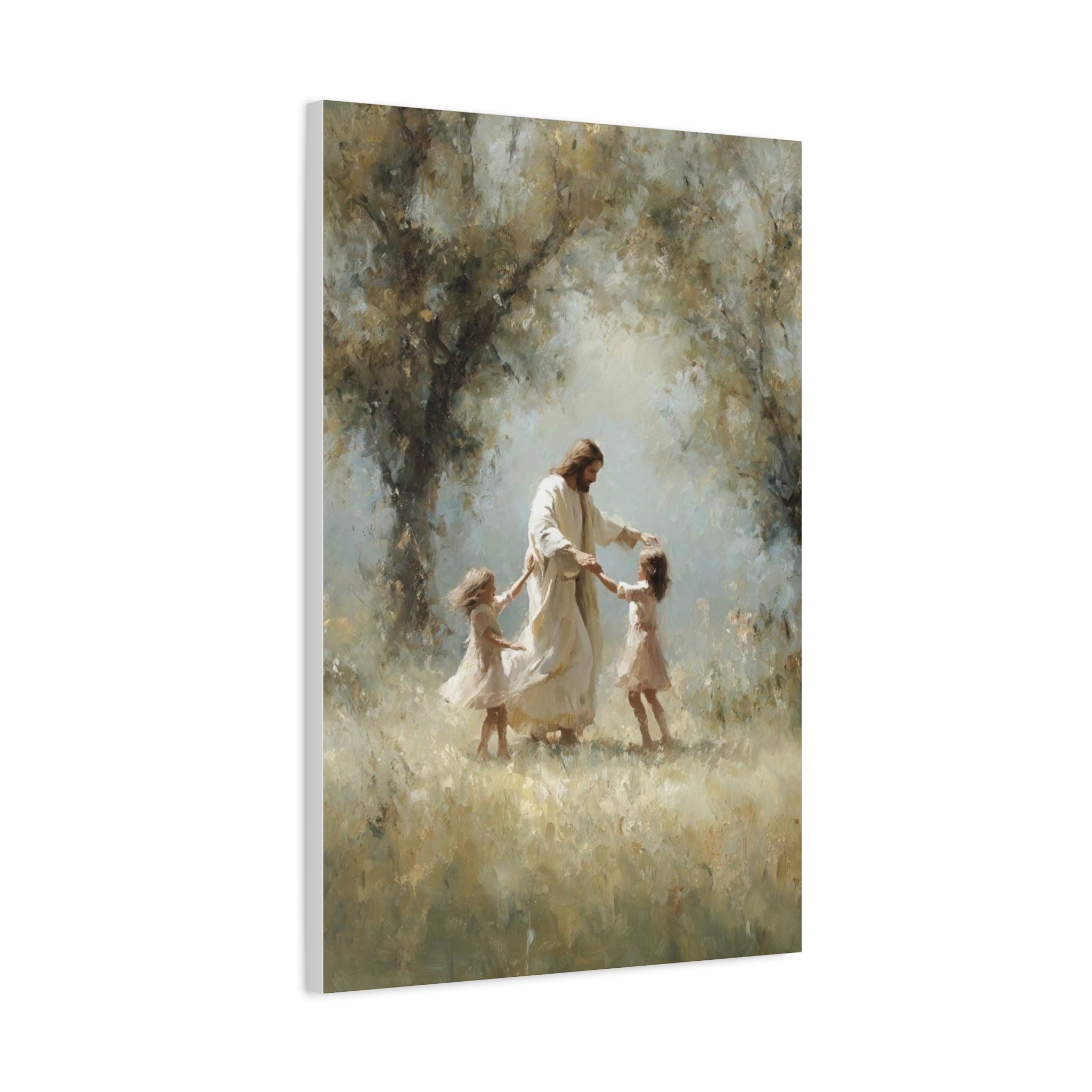 Jesus Dancing with Children Matte Canvas Wall Art — Religious Christian Home Decor
