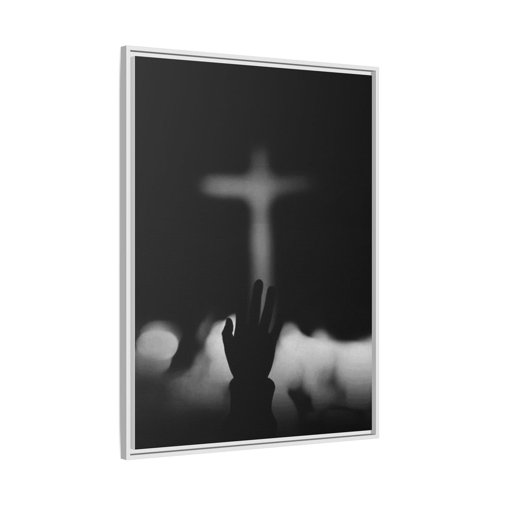 Framed Matte Canvas - Worship Silhouette Cross Wall Art