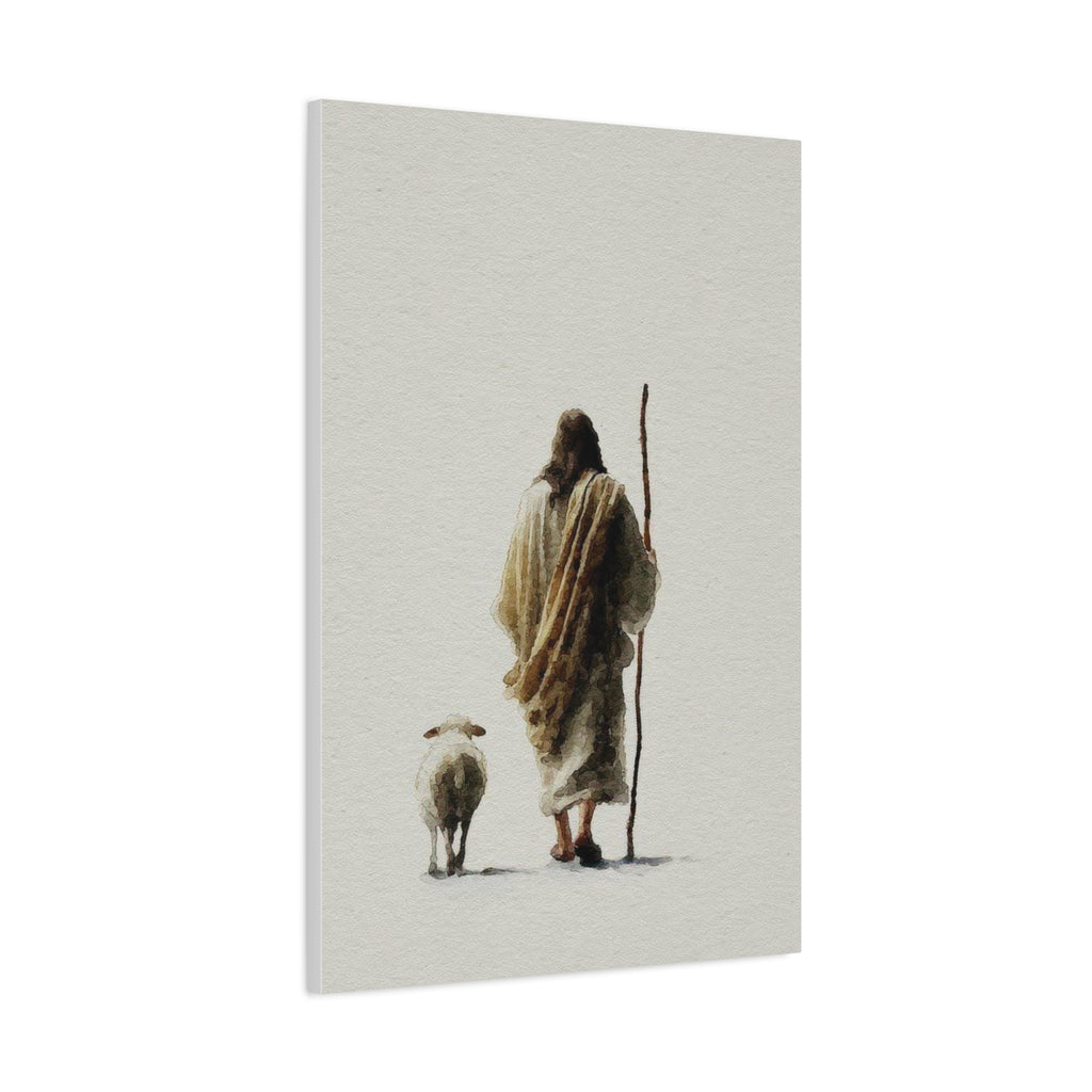 Christian Shepherd Canvas Print – Jesus With Lamb Matte Stretched Wall Art