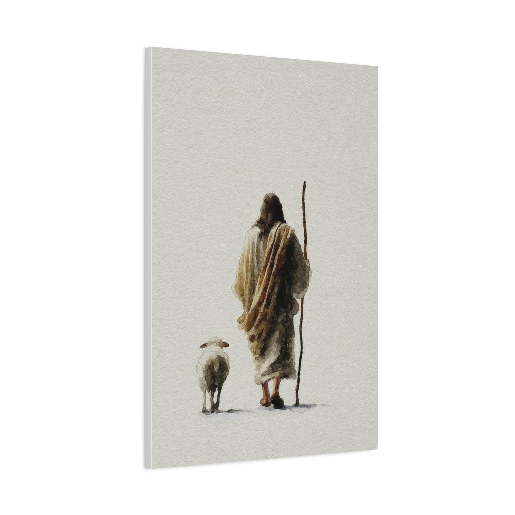 Christian Shepherd Canvas Print – Jesus With Lamb Matte Stretched Wall Art