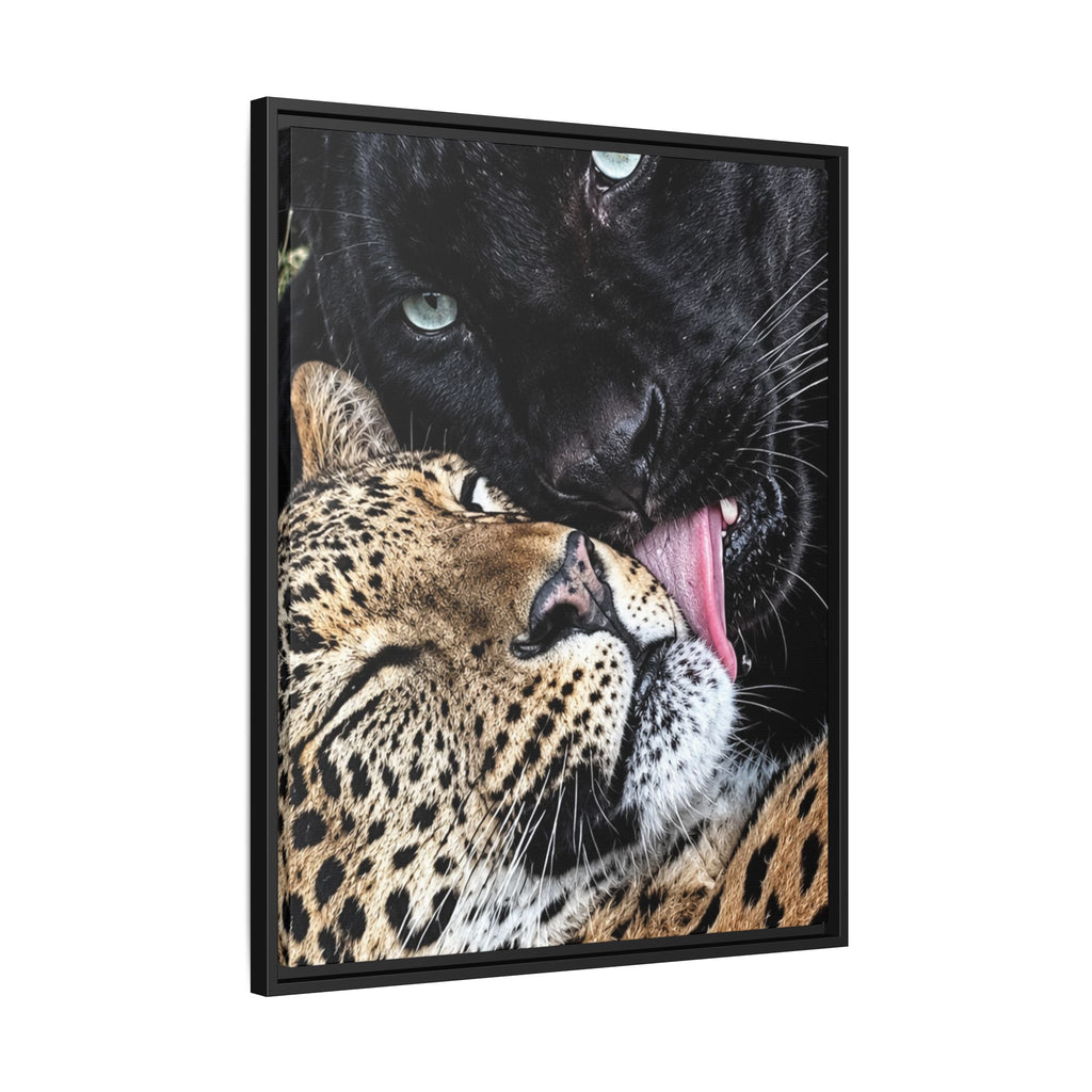 Big Cat Portrait Matte Canvas Framed — 'Perfect' Love-Themed Multi-Color Wall Art