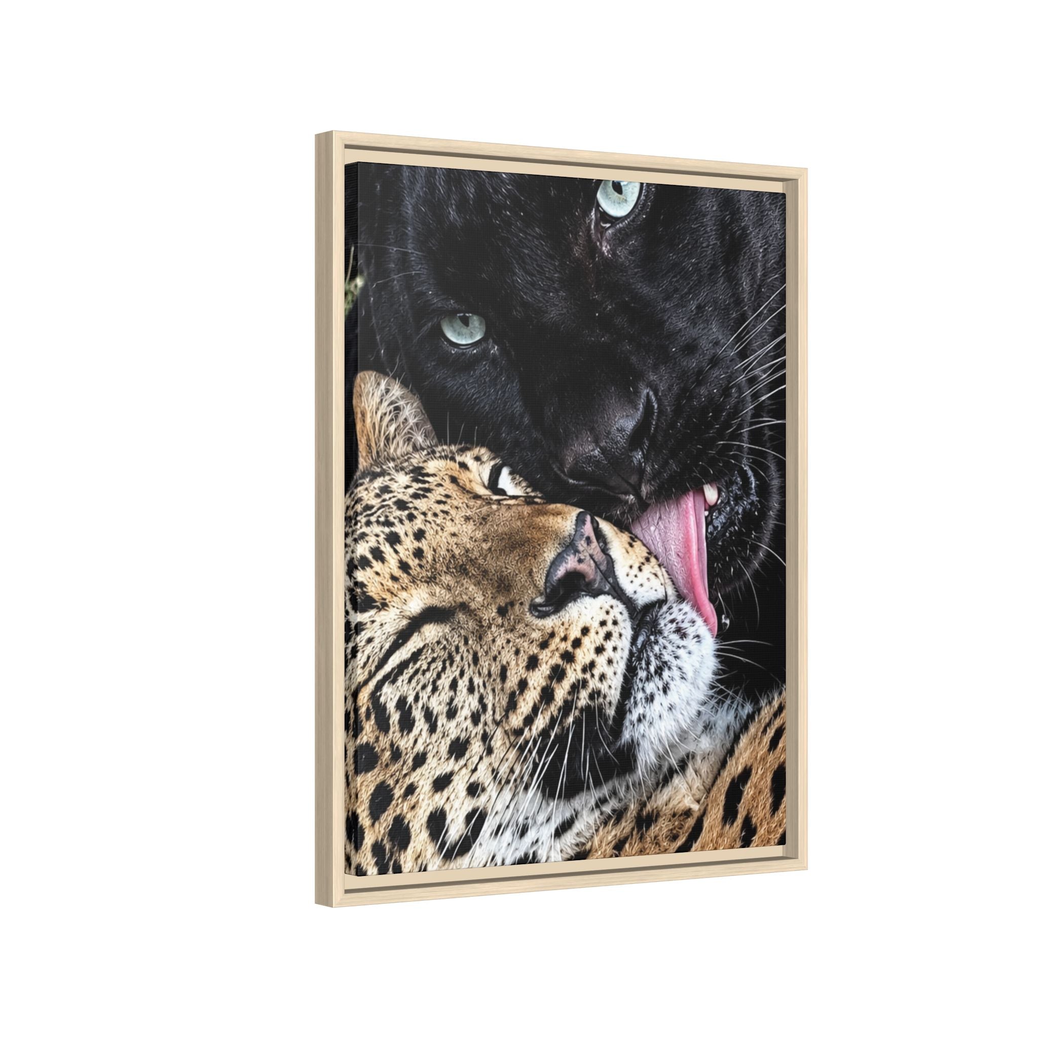 Big Cat Portrait Matte Canvas Framed — 'Perfect' Love-Themed Multi-Color Wall Art