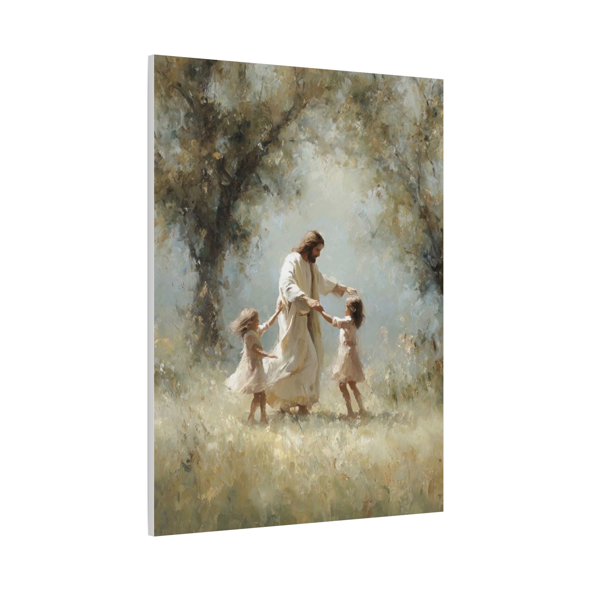 Jesus Dancing with Children Matte Canvas Wall Art — Religious Christian Home Decor