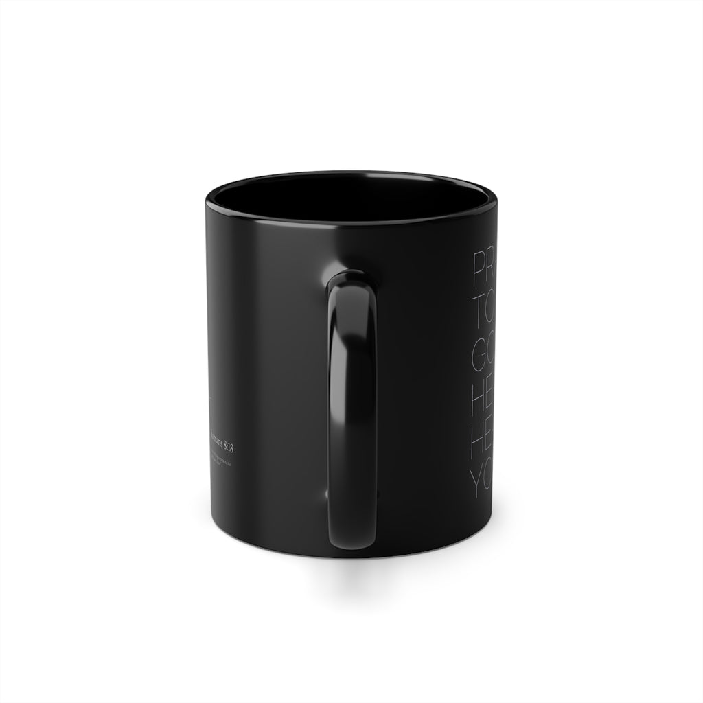 Religious Cross Coffee Mug — Minimalist Crucifix 11oz Black Ceramic