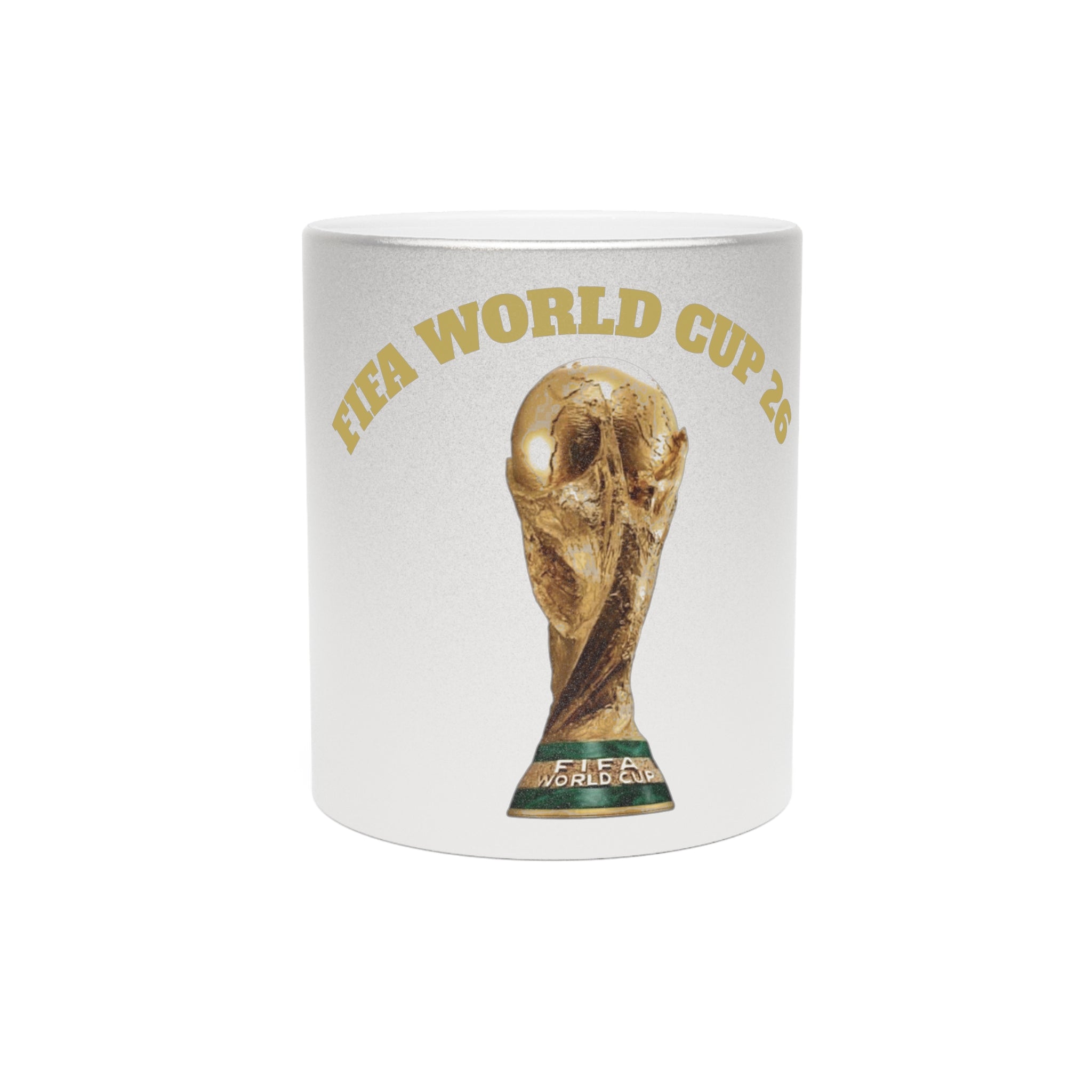 World Cup 26' Trophy Metallic Mug — Silver/Gold Soccer Fan Coffee Cup