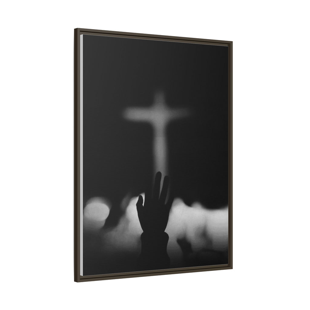 Framed Matte Canvas - Worship Silhouette Cross Wall Art