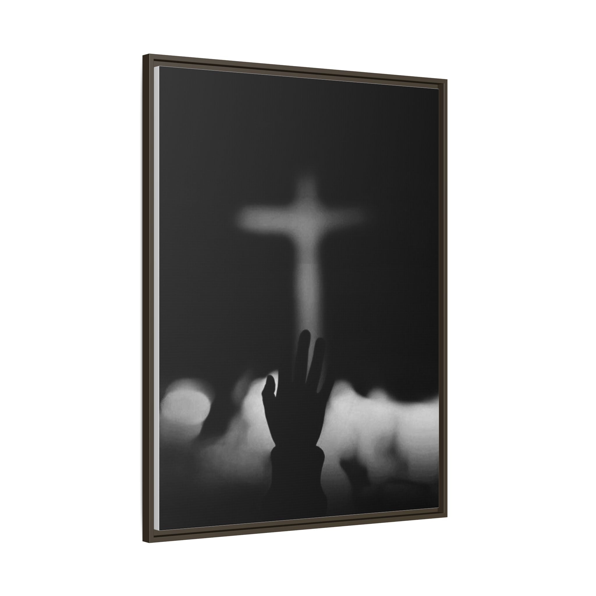 Framed Matte Canvas - Worship Silhouette Cross Wall Art