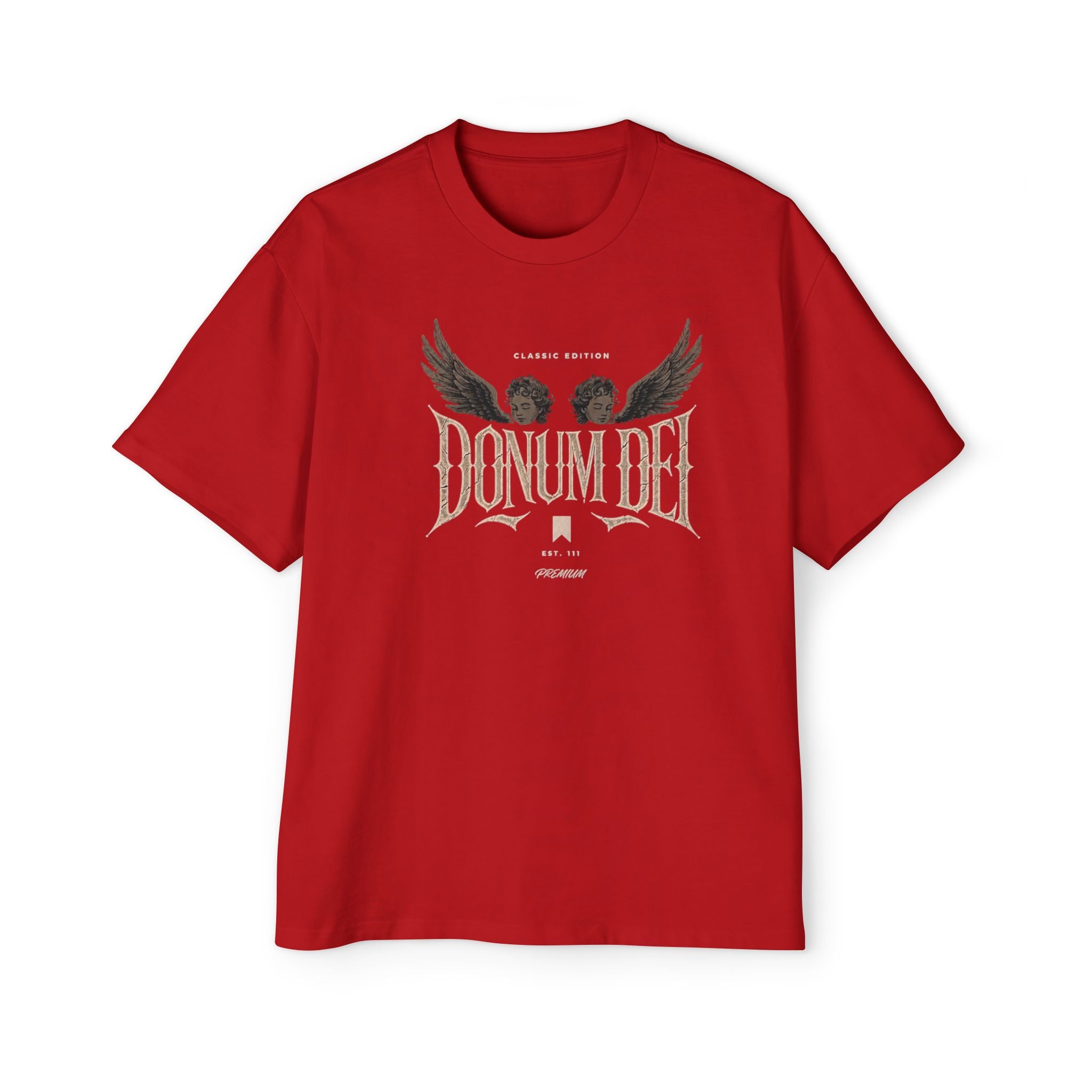 Donum Dei Graphic Tee — Angel Wings Men's Oversized T-Shirt