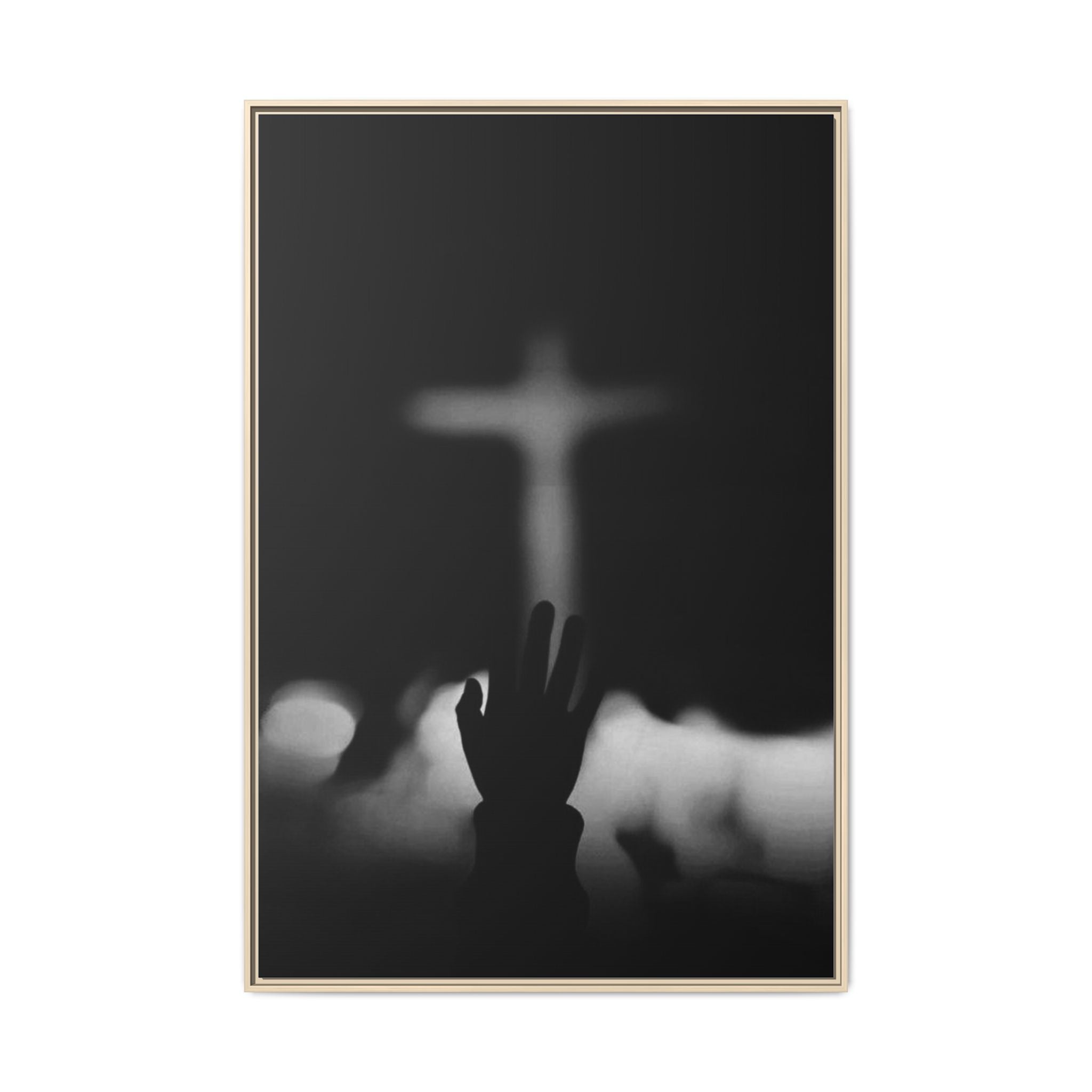Framed Matte Canvas - Worship Silhouette Cross Wall Art