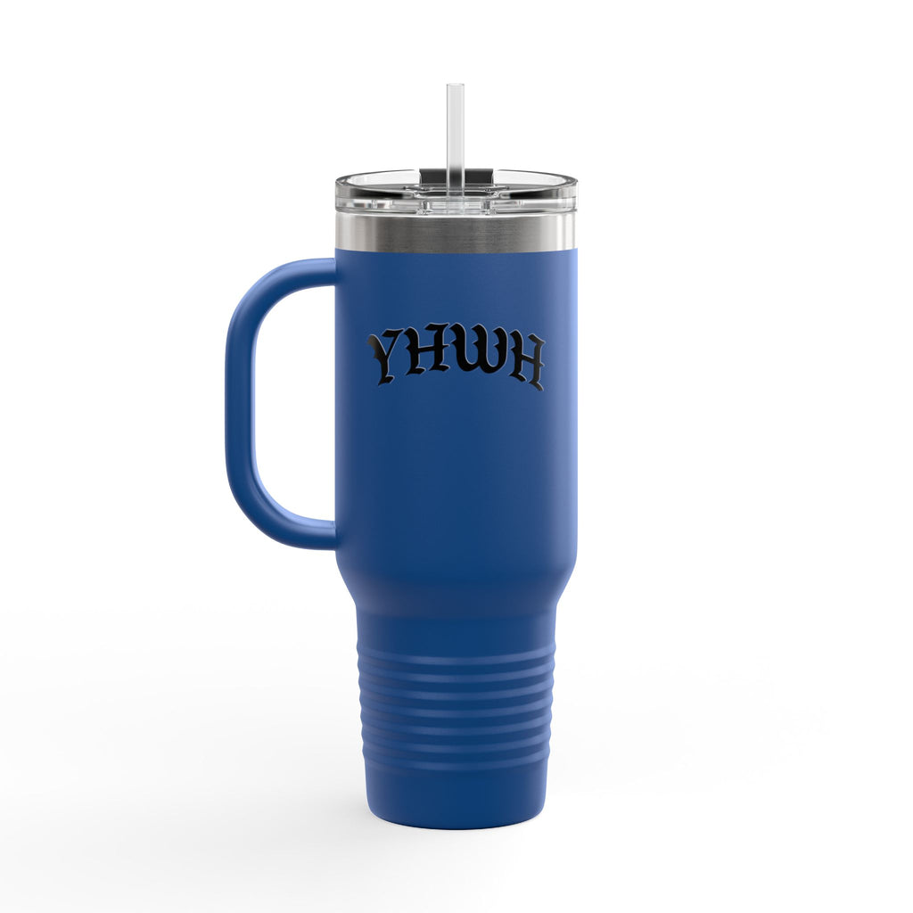 40oz Insulated Travel Mug — White Stainless Tumbler with Lid & Straw
