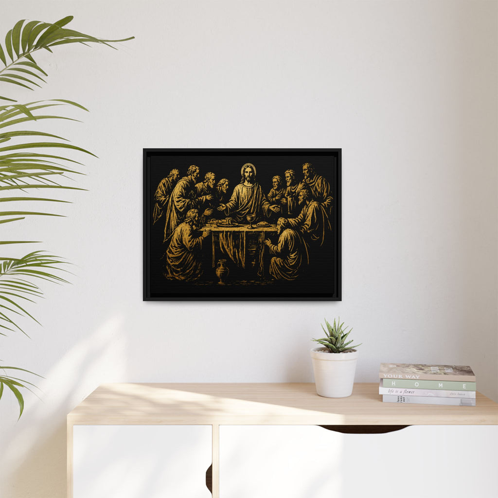 Framed Matte Canvas - The Last Supper Gold Illustration