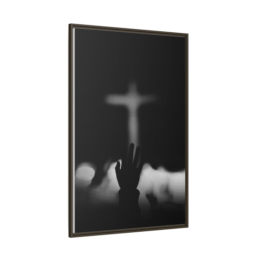 Framed Matte Canvas - Worship Silhouette Cross Wall Art