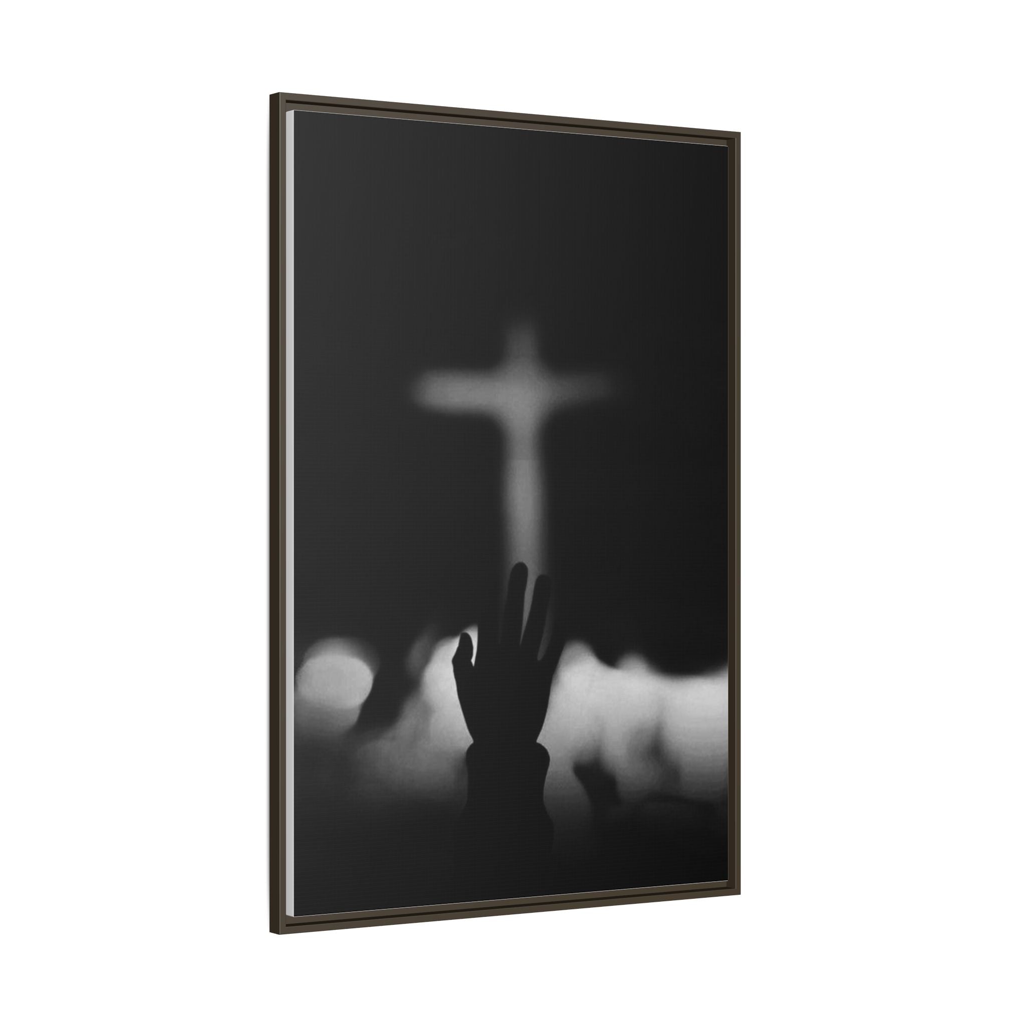 Framed Matte Canvas - Worship Silhouette Cross Wall Art
