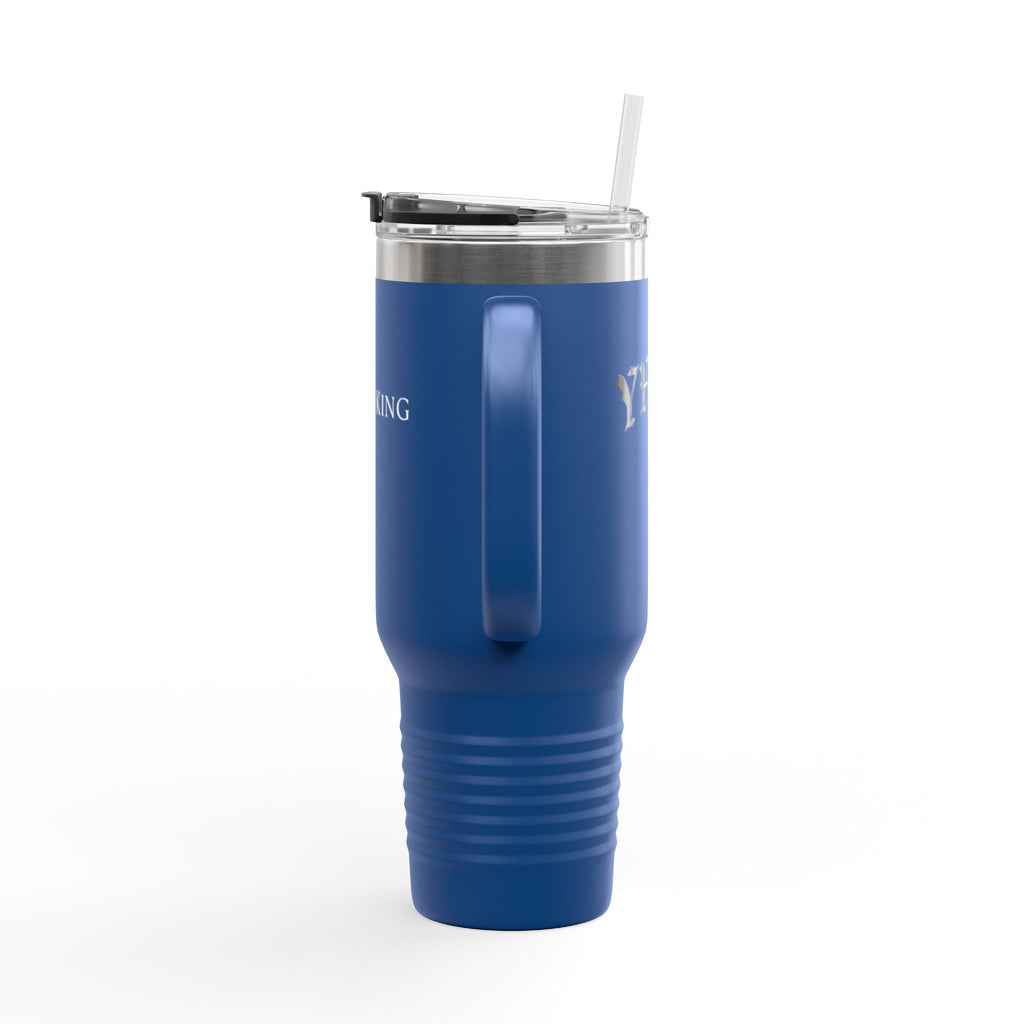 40oz Insulated Travel Mug — White Stainless Tumbler with Lid & Straw