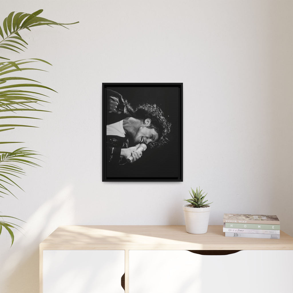 Black & White Rock Singer Matte Canvas Print (Framed)