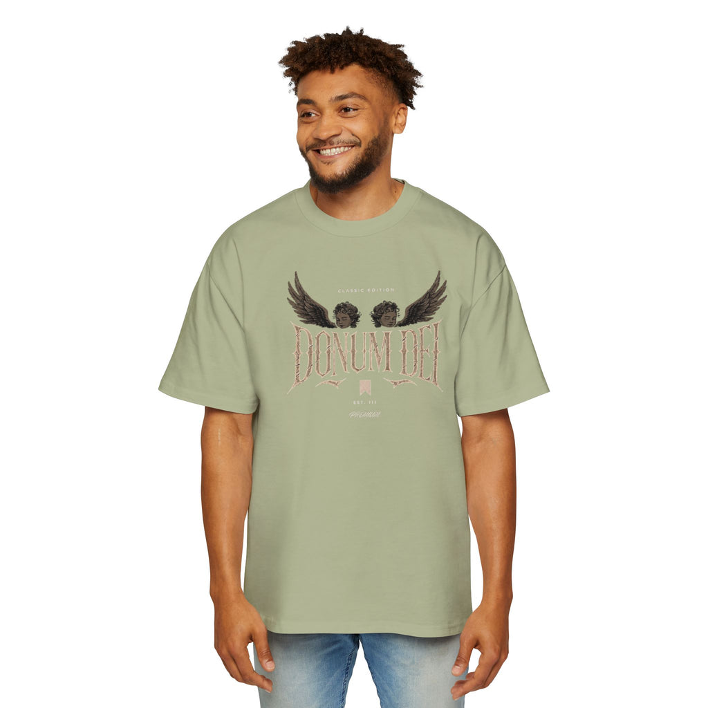 Donum Dei Graphic Tee — Angel Wings Men's Oversized T-Shirt