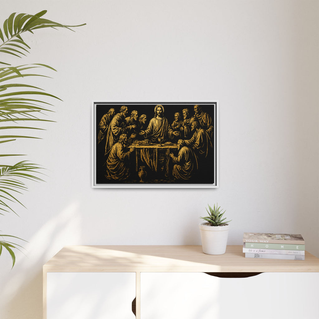 Framed Matte Canvas - The Last Supper Gold Illustration