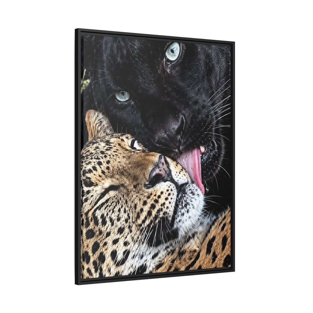 Big Cat Portrait Matte Canvas Framed — 'Perfect' Love-Themed Multi-Color Wall Art