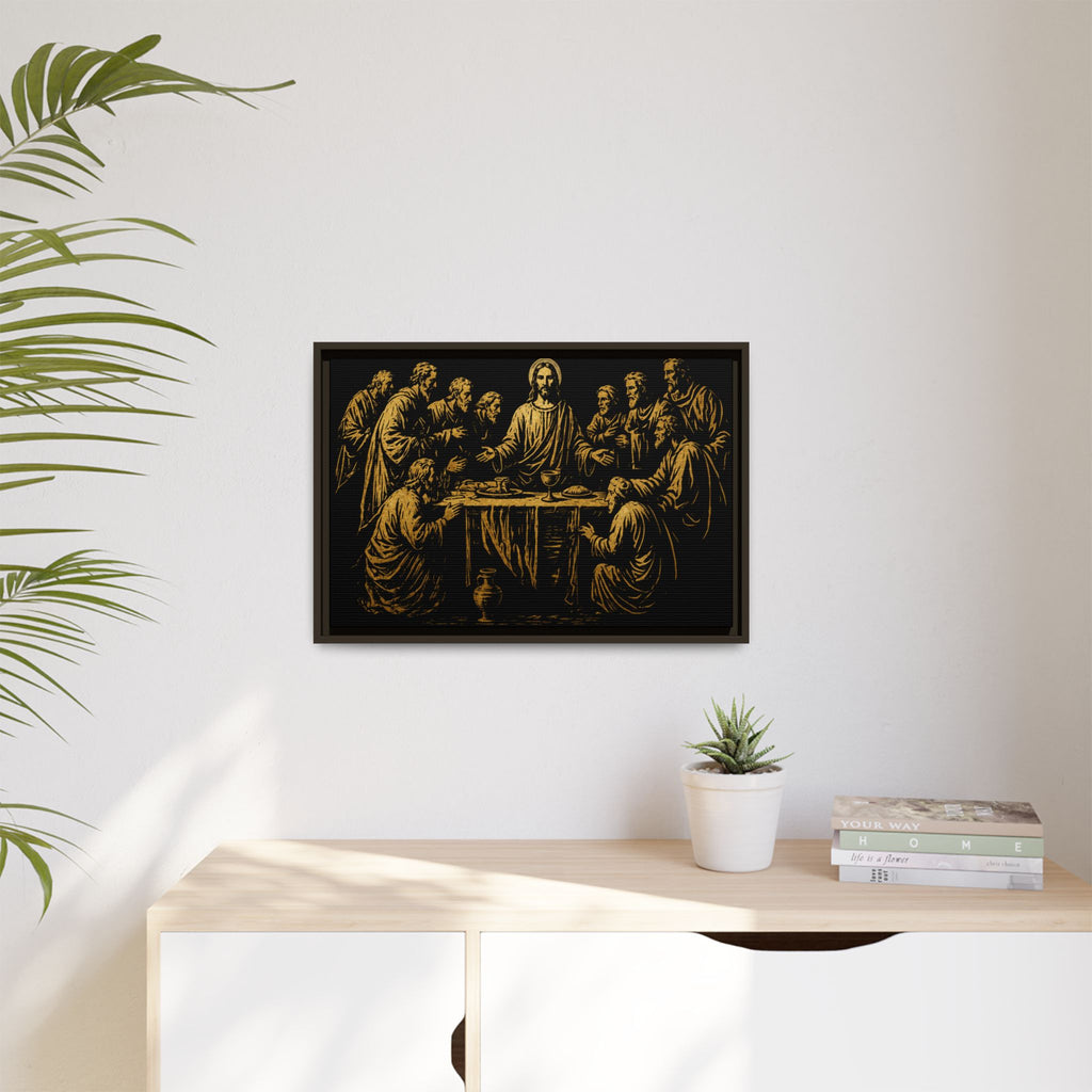 Framed Matte Canvas - The Last Supper Gold Illustration