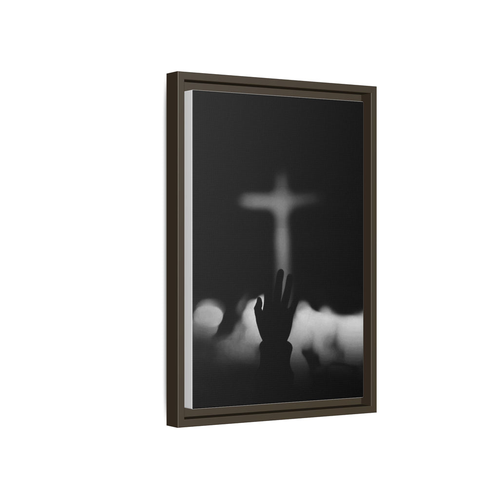 Framed Matte Canvas - Worship Silhouette Cross Wall Art