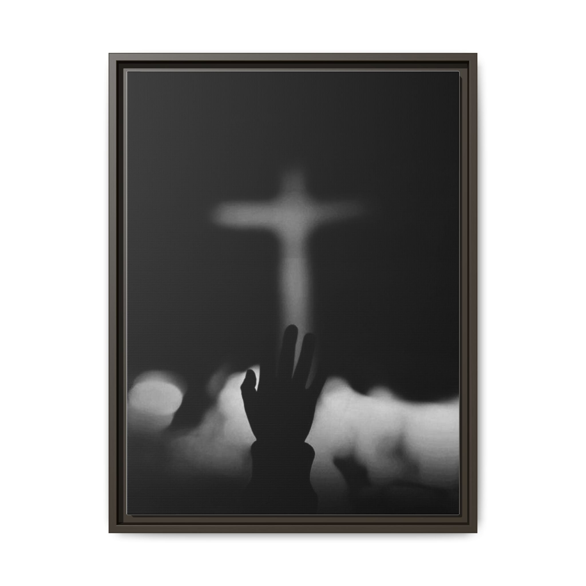 Framed Matte Canvas - Worship Silhouette Cross Wall Art
