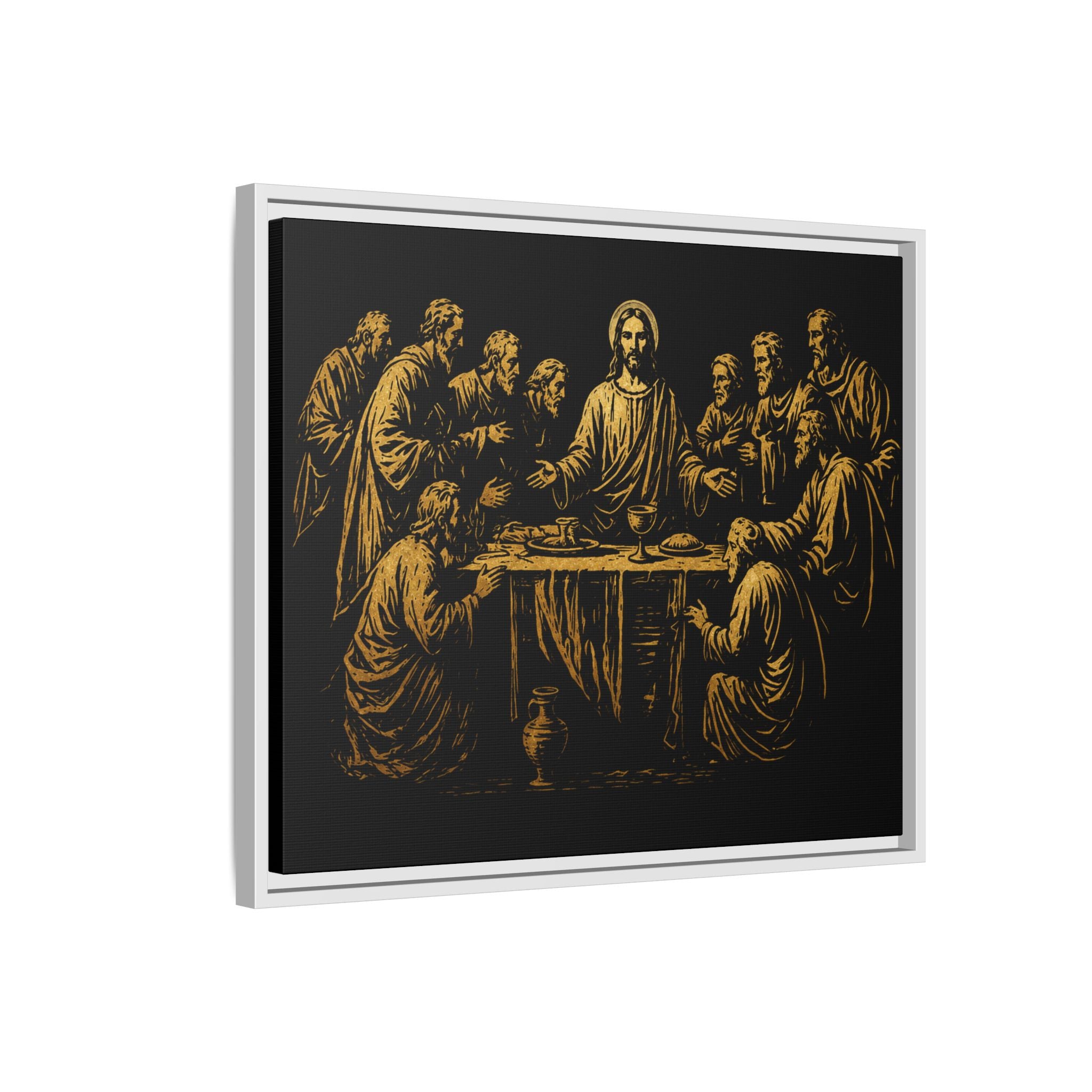 Framed Matte Canvas - The Last Supper Gold Illustration