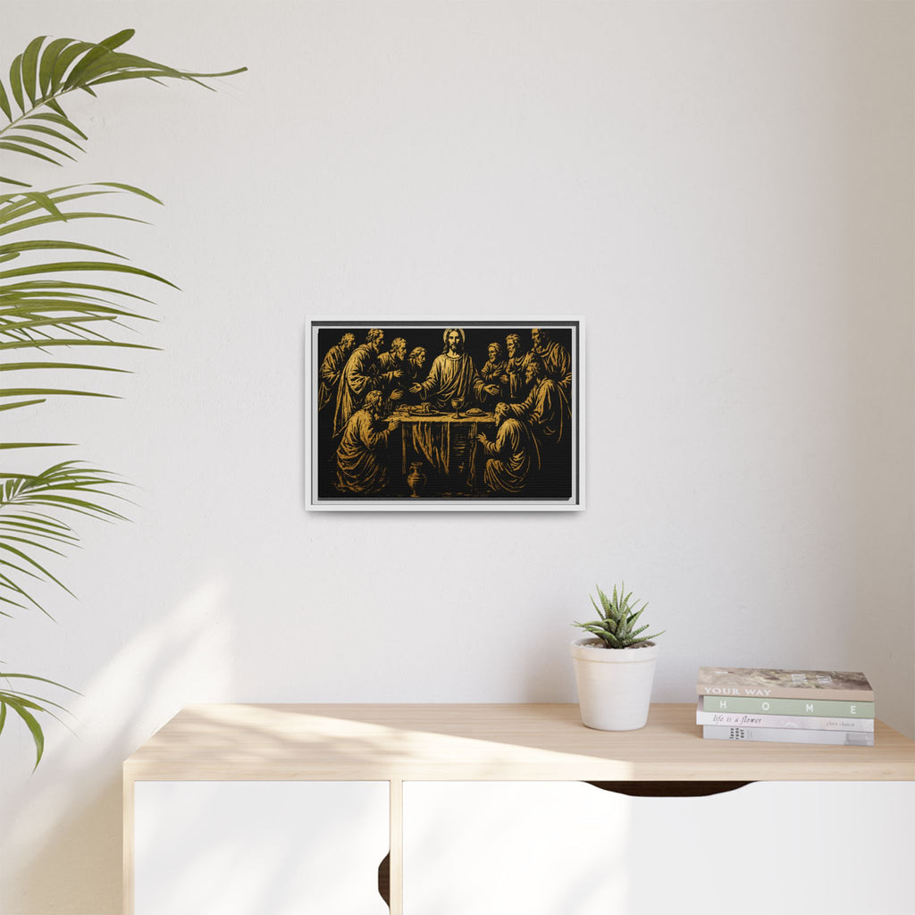 Framed Matte Canvas - The Last Supper Gold Illustration