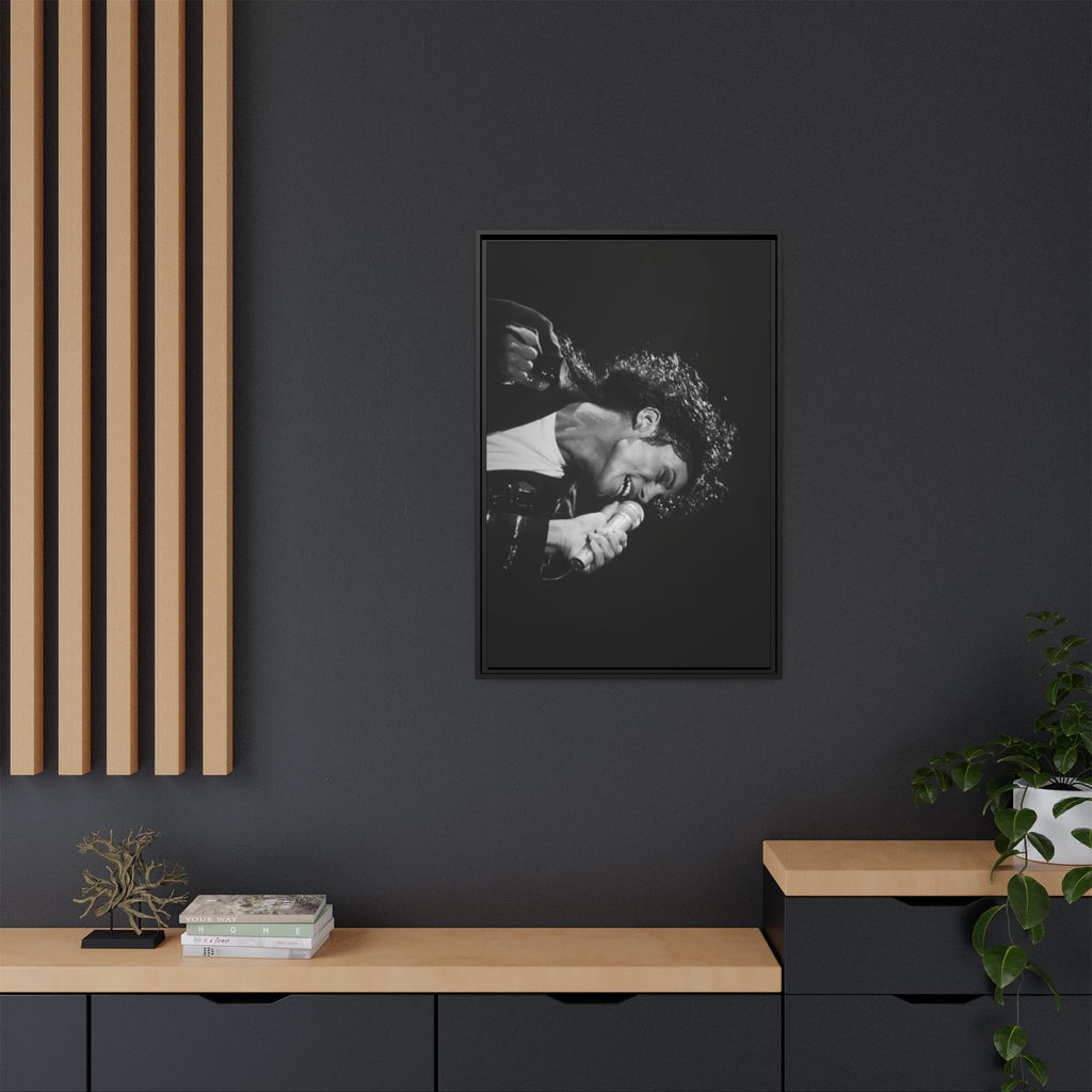 Black & White Rock Singer Matte Canvas Print (Framed)