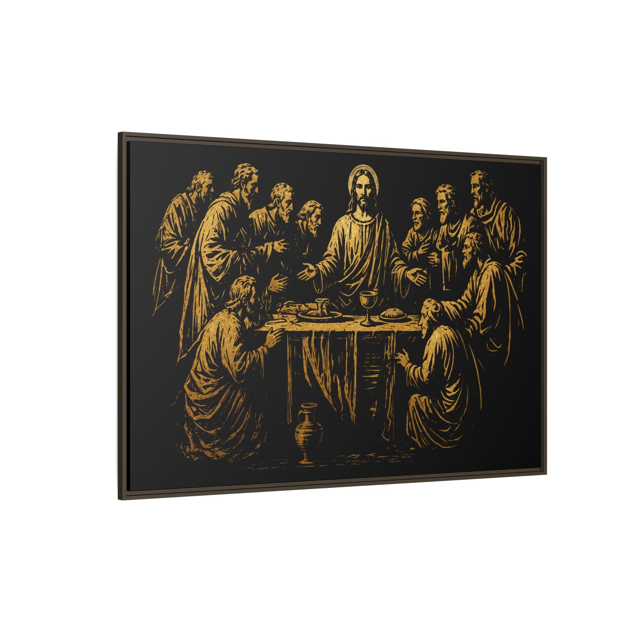 Framed Matte Canvas - The Last Supper Gold Illustration