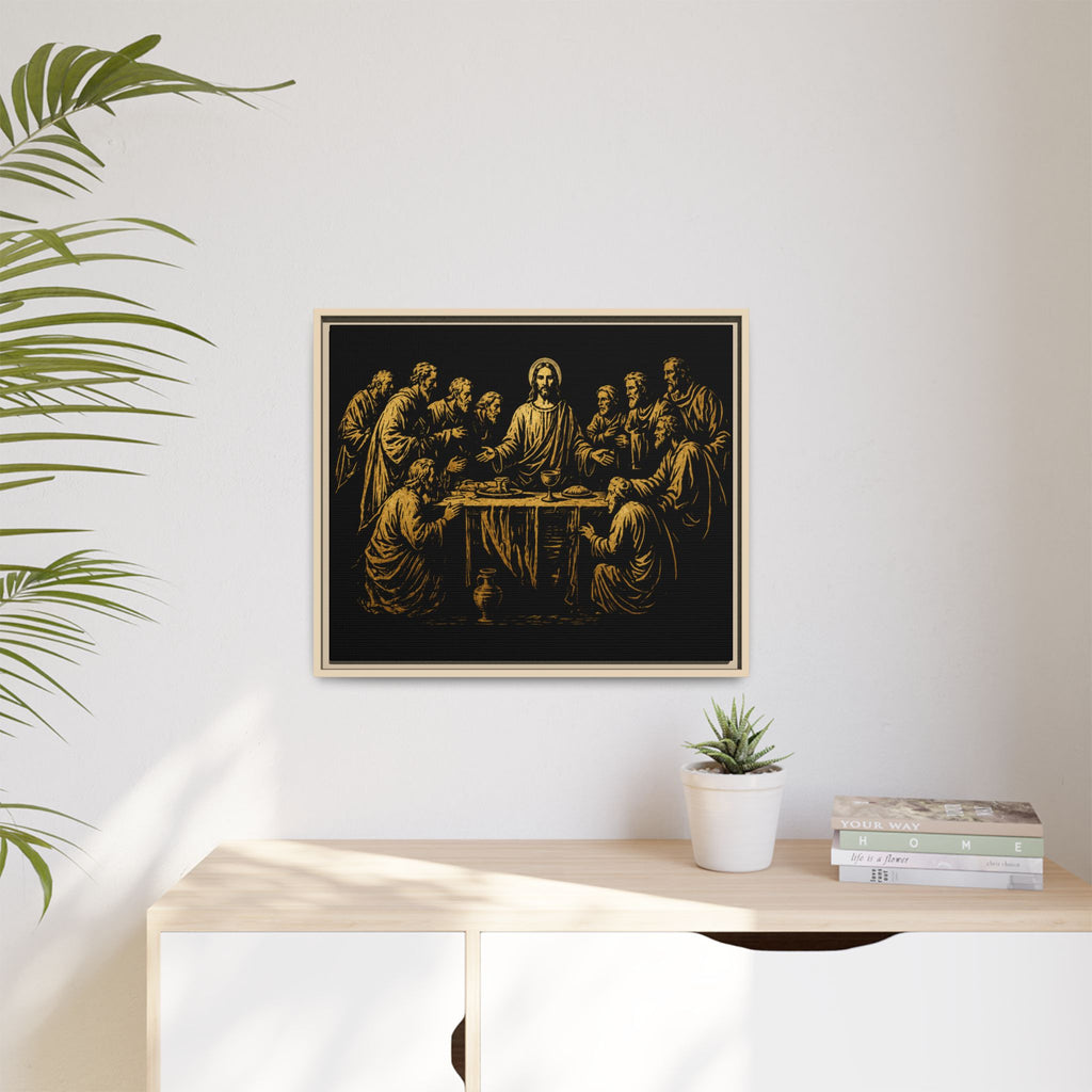 Framed Matte Canvas - The Last Supper Gold Illustration