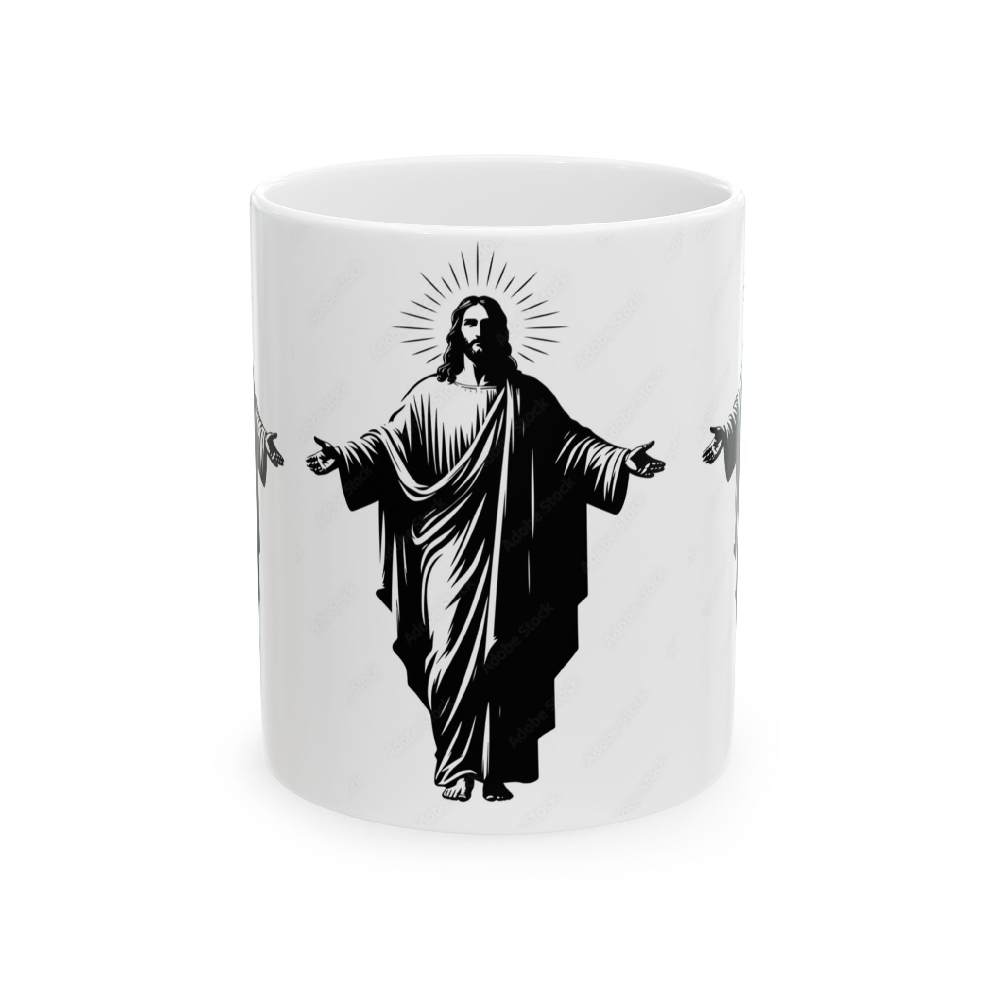 Jesus Mirror Ceramic Mug (11oz & 15oz) – Inspirational Religious Coffee Cup