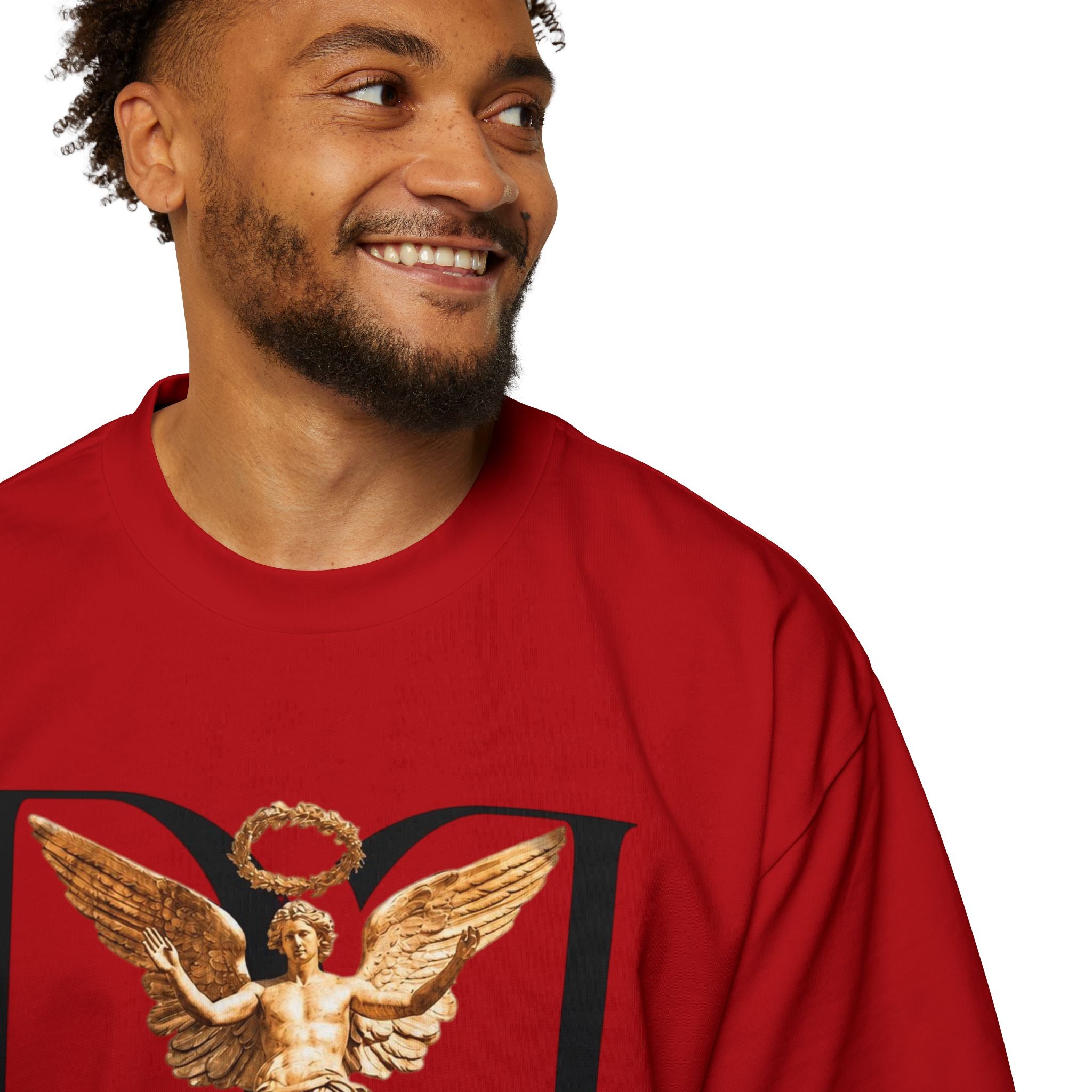 Donum Dei Angel Graphic Tee — Vintage Roman Lettering Men’s Oversized T‑Shirt