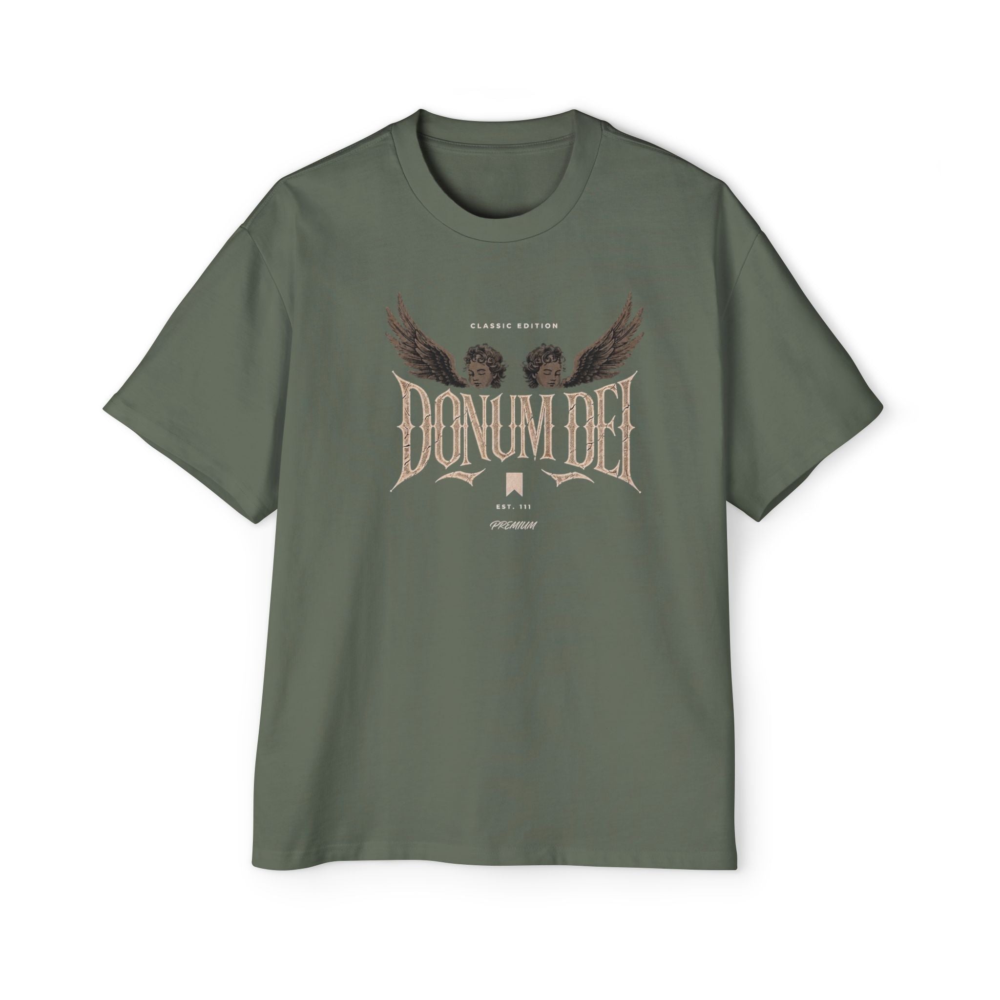 Donum Dei Graphic Tee — Angel Wings Men's Oversized T-Shirt