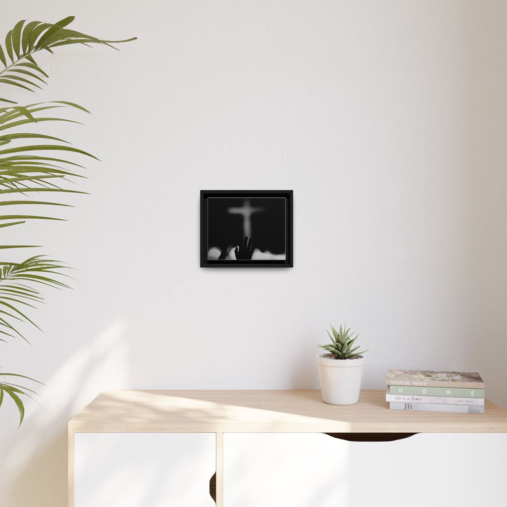 Framed Matte Canvas - Worship Silhouette Cross Wall Art