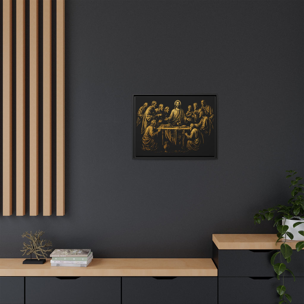 Framed Matte Canvas - The Last Supper Gold Illustration