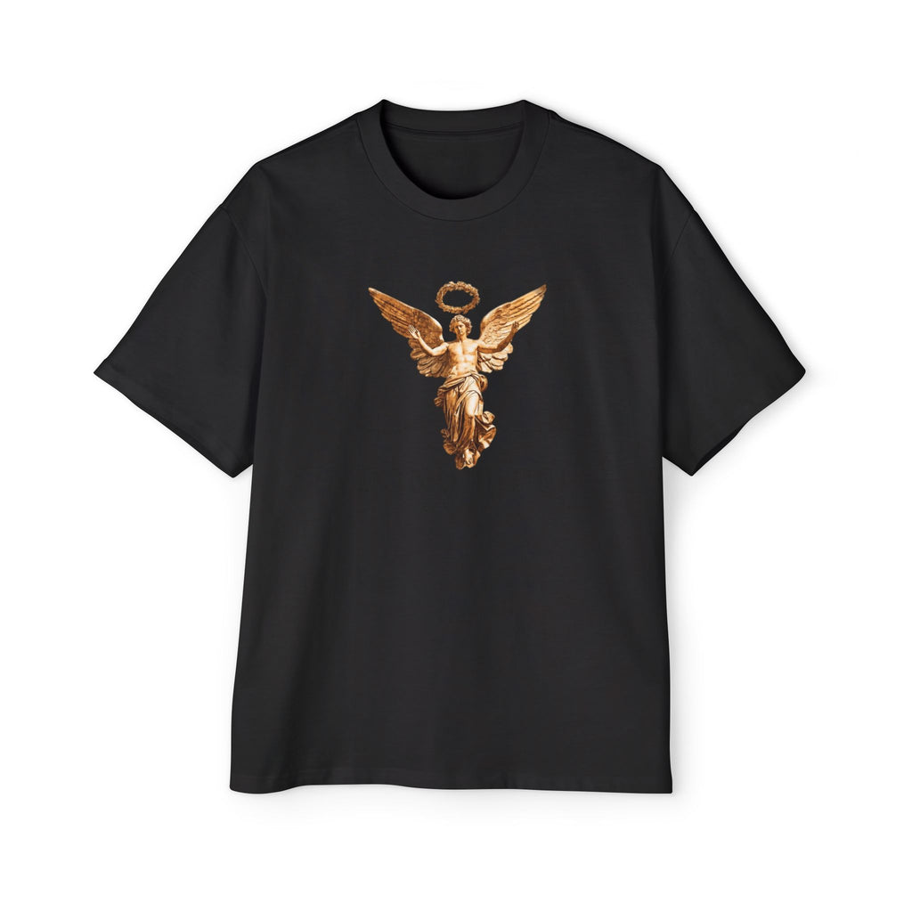 Donum Dei Angel Graphic Tee — Vintage Roman Lettering Men’s Oversized T‑Shirt