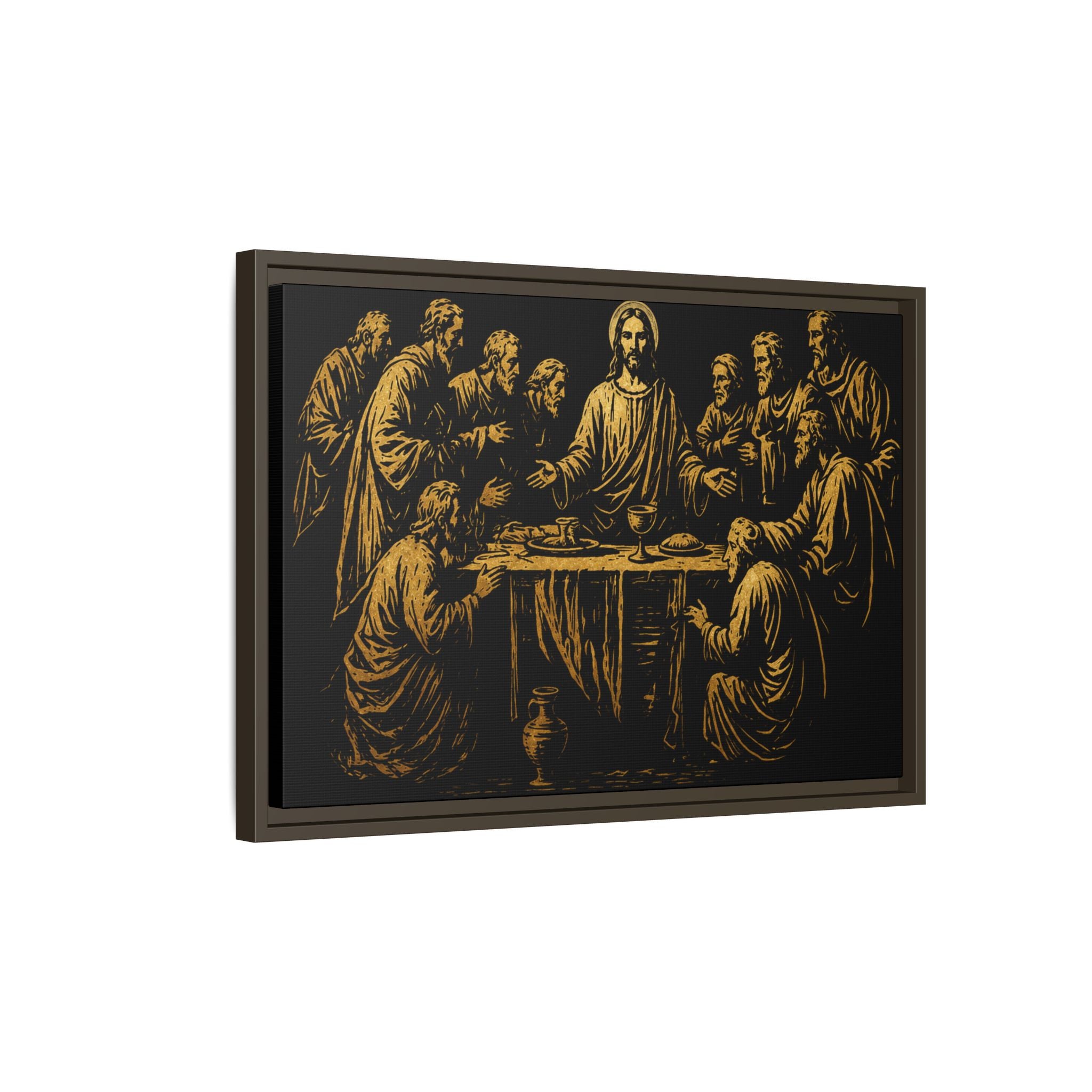 Framed Matte Canvas - The Last Supper Gold Illustration