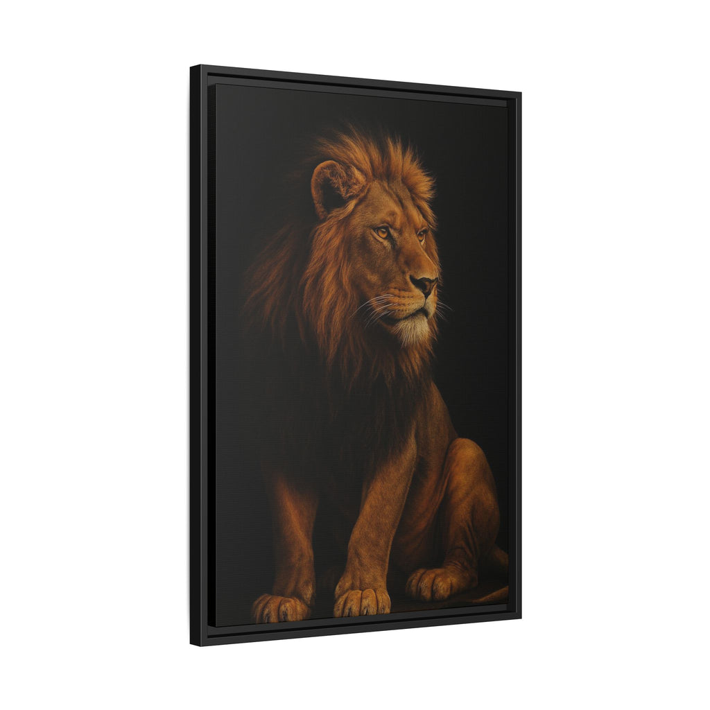 Majestic Lion Framed Canvas Wall Art — Matte Multi-Color